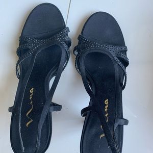 Nina Embellished Black Heels